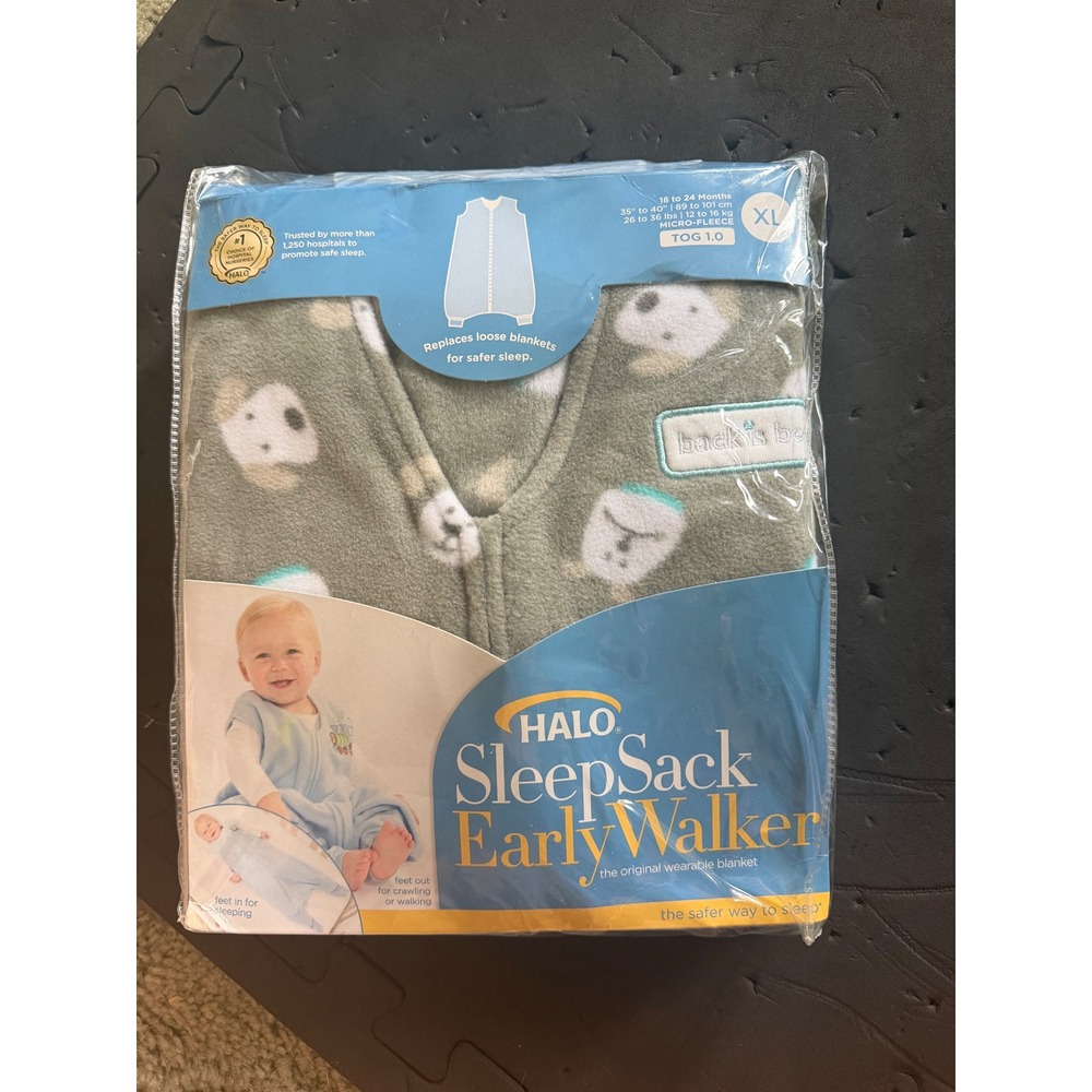 HALO SleepSack Early Walker Micro-Fleece Wearable Blanket Grey Panda XL 18-24M